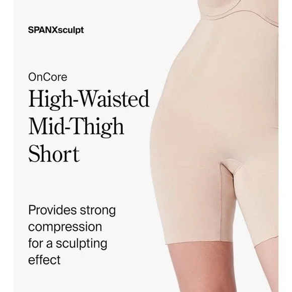 Spanx Sculpt On Core High Waist Mid Thigh Shorts Black Size XS Sculpting Contour - Picture 5 of 15